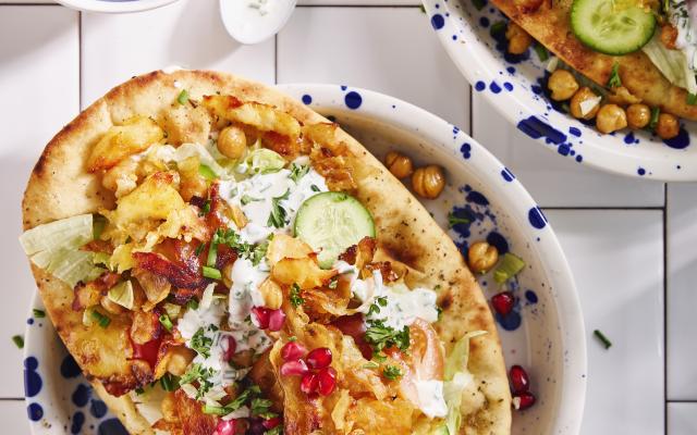 Halloumi shoarma met looksaus