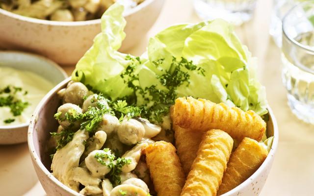 Vol-au-vent met kropsla en kroketten