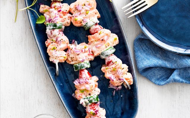 Zalmspiesjes in cevichestijl