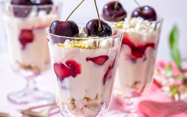 Kersencheesecake in glaasjes