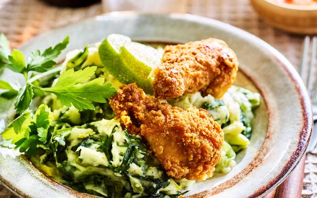 Chicken wings met andijviepuree