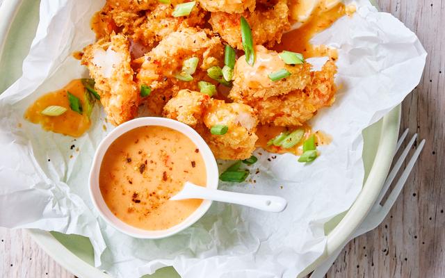 Bang bang scampi’s met pittig sausje