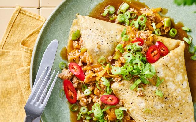 Chinese omelet met gehakt en pompoen