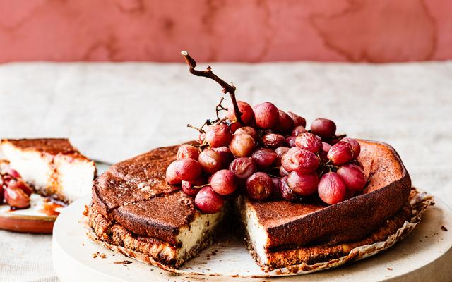 Cheesecake met geroosterde druiven