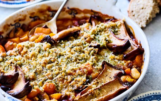 Vegetarische cassoulet met citroencrumble