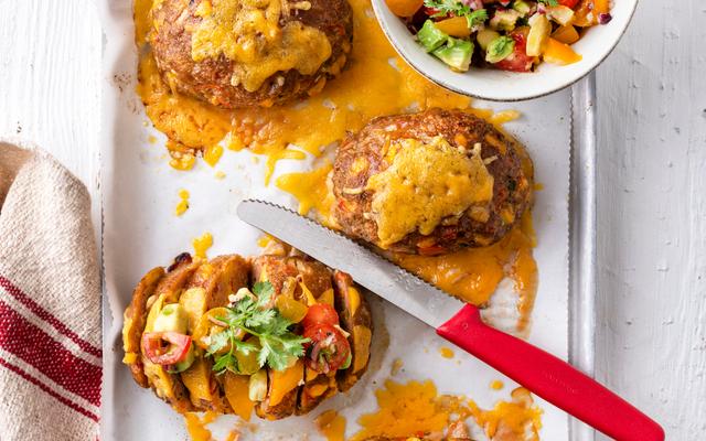 Mexicaanse minigehaktbroodjes met avocado-tomatensalsa