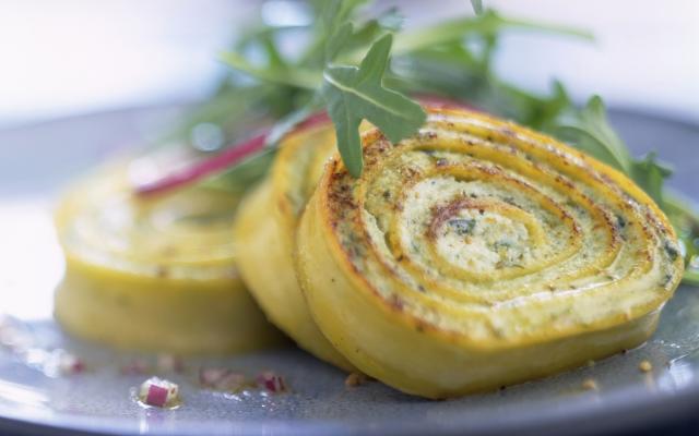 Roulé au Boursin et à la roquette