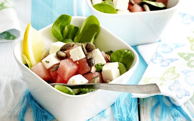 Salade van watermeloen en feta