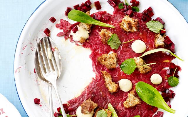 Carpaccio met parmezaancrème