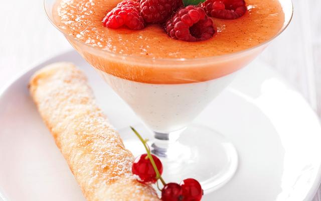 Meloen-yoghurtcrème met brickrolletje