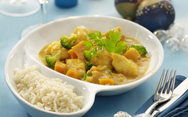 Curry van kabeljauw en groenten