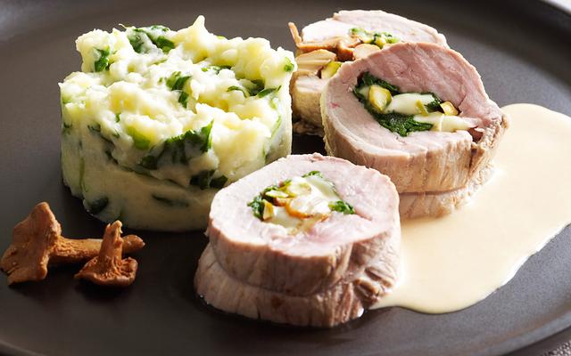 Varkensrollade met cantharellen