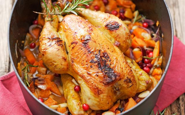 Maïskip met zoete aardappel en cranberry's