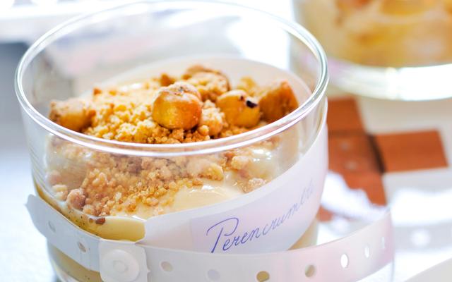 Perencrumble met karamelcrème