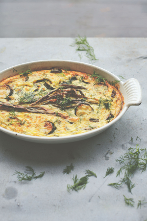 Griekse quiche met courgette, polenta, feta & dille