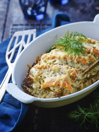 Lasagne met zalm en venkel