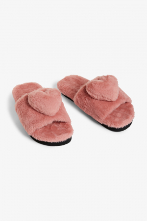 fluffy slippers roze
