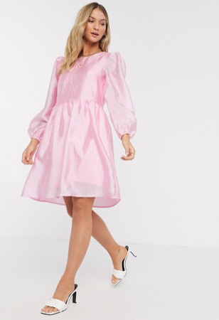 Babyroze oversized jurk met ballonmouwen