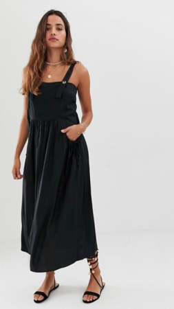 Zwarte mouwloze maxi-jurk