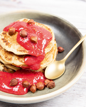 Zoete pastinaakpannenkoeken met jeneverbessenjam (2 pers., 20 min.)
