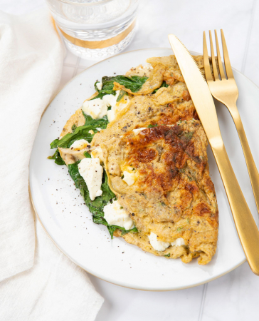 Lovers’ omelet met spinazie en geitenkaas (1 pers., 15 min.)