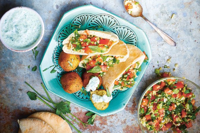 Falafels met pita’s en taboulé (4 pers., 45 + 5 à 10 min.)
