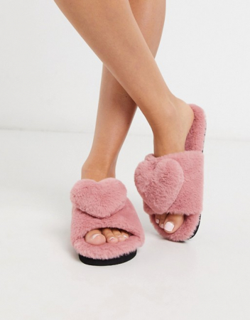fluffy slippers roze