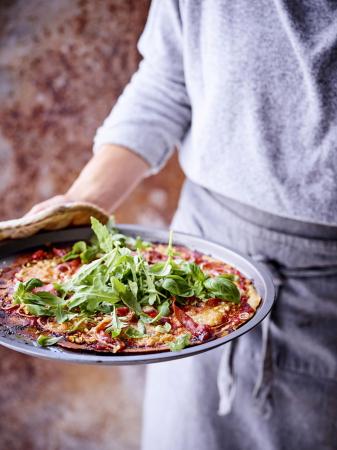 Kikkererwtenpizza met rucola (4 personen)