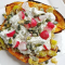 3. Gepofte zoete aardappel met prei- en yoghurtdressing