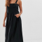 Zwarte mouwloze maxi-jurk