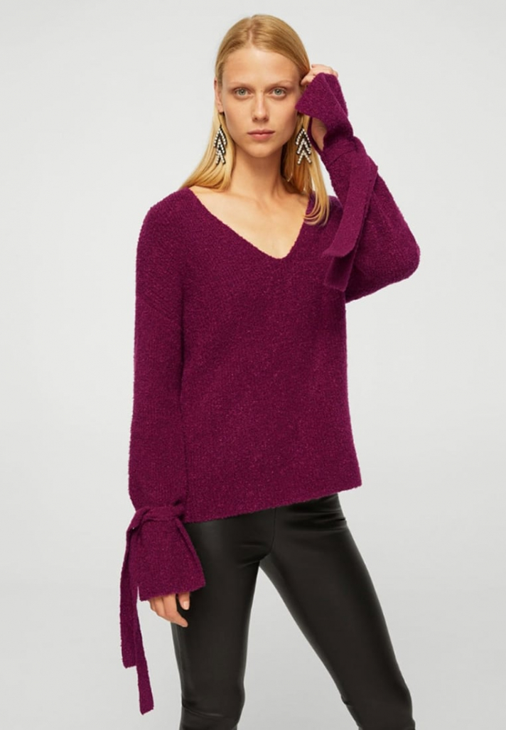Pull burgundy avec manches nouées
