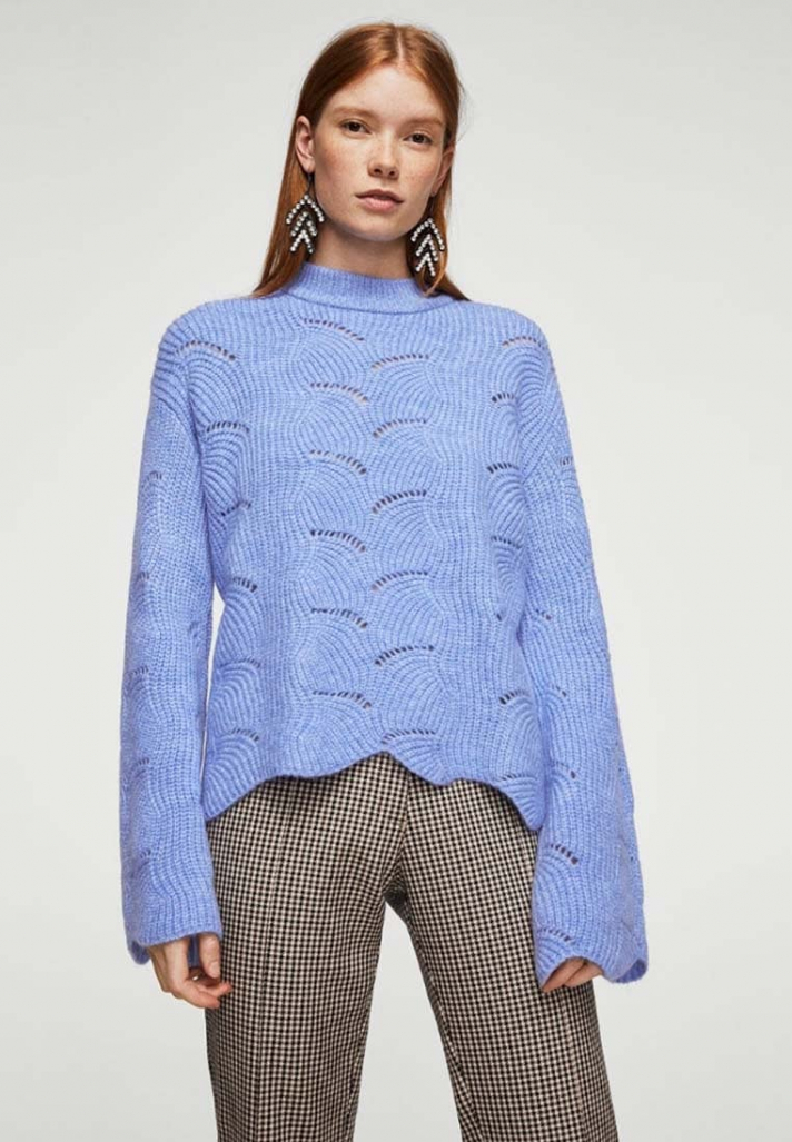 Pull ajouré de couleur « China Blue »