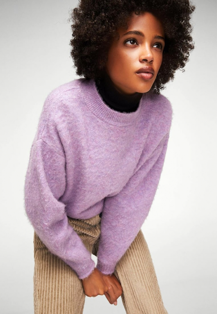 Pull en laine de couleur lila