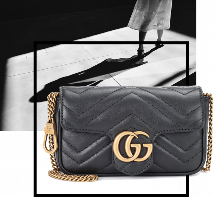 Sac Gucci Marmont en cuir noir