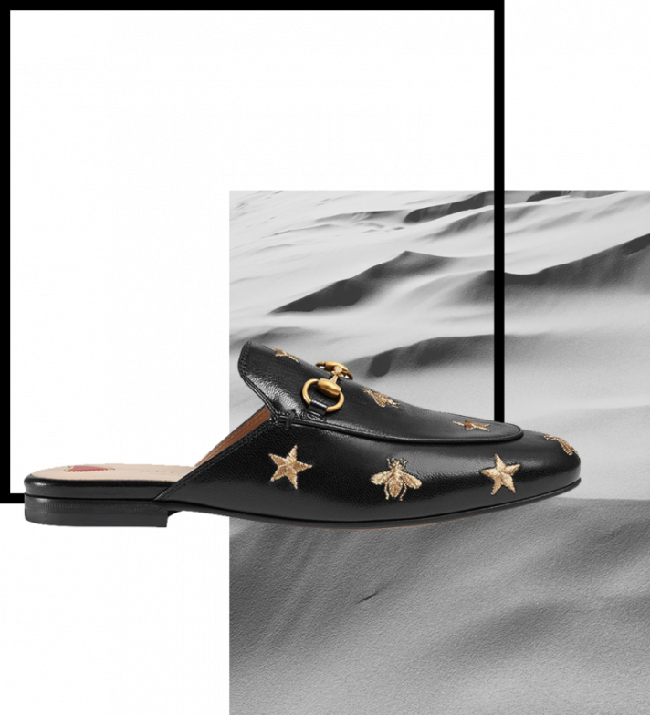 Mules Gucci Princetown en cuir brodées