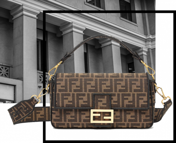 Sac Fendi Baguette en canvas brun