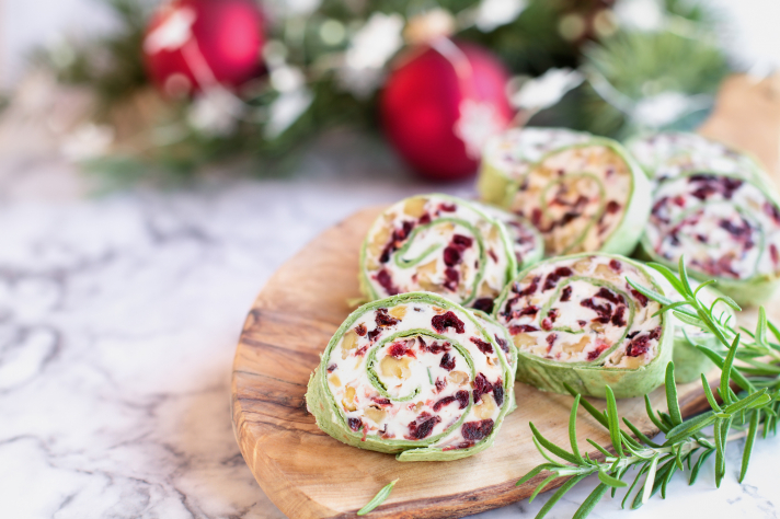 Roulés au fromage de chèvre et cranberries, romarin
