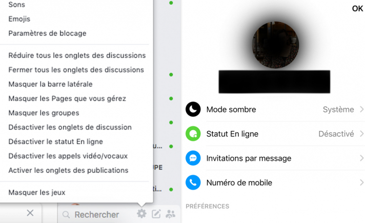 Désactiver le statut en ligne