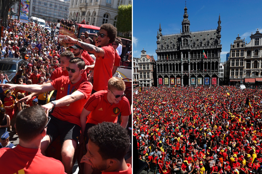 ZIEN: Rode Duivels als helden onthaald op de Grote Markt van Brussel