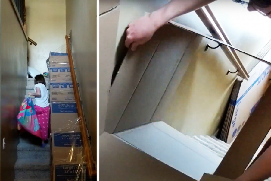 DIY comment fabriquer un toboggan en carton pour rampe d'escaliers
