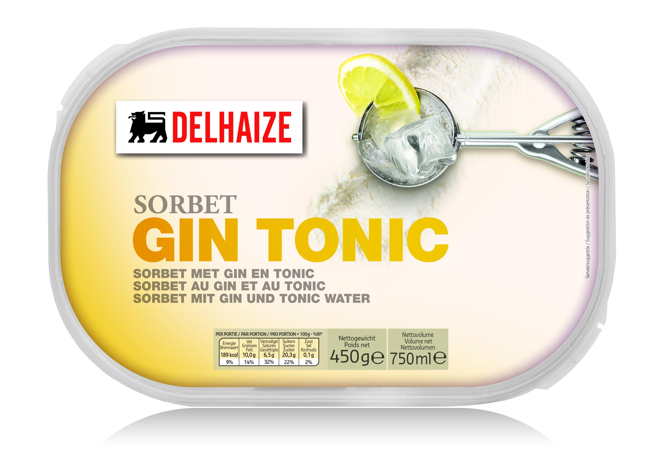 Gin Tonic Sorbet, € 3,49/doos, Delhaize