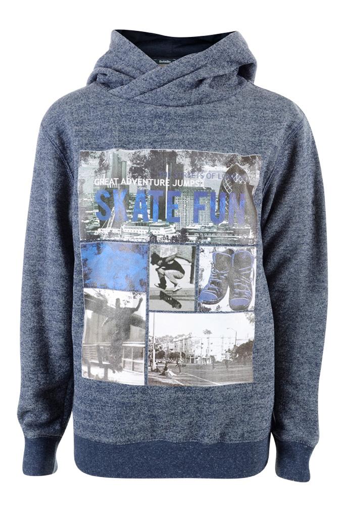 Blauwe sweater met kap - € 22,99