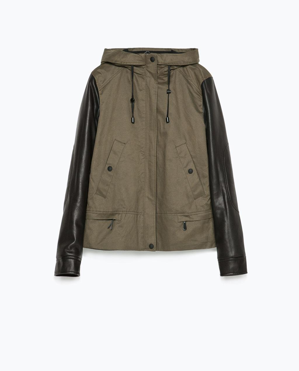Parka met leren mouwen - Zara - € 59,95