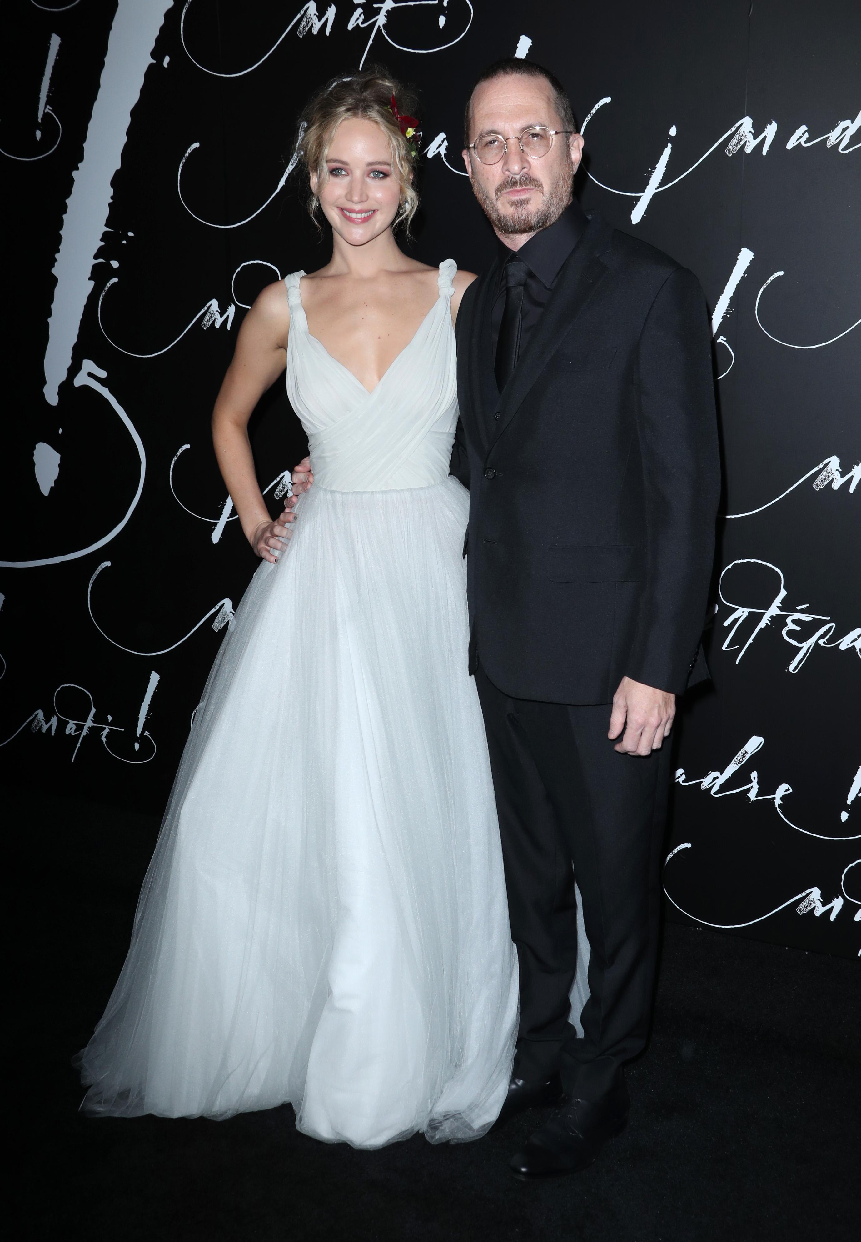 Jennifer Lawrence en Darren Aronofsky op de première van Mother!, 13 september 2017.