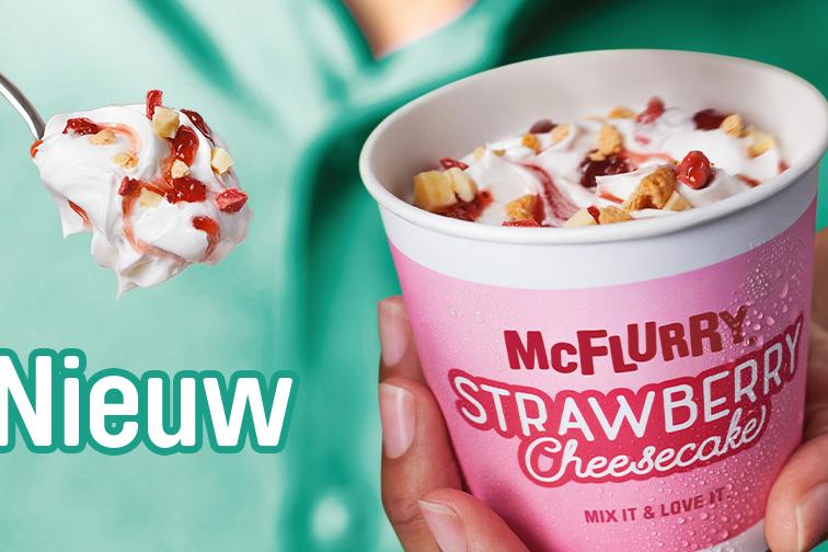 OMG McDonald's pakt uit met hemels ogende McFlurry Strawberry Cheesecake