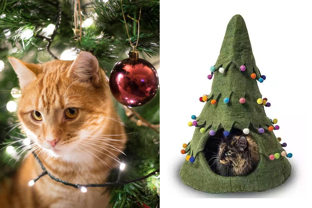 ON VEUT: un sapin de Noël qui fait cabane pour chat