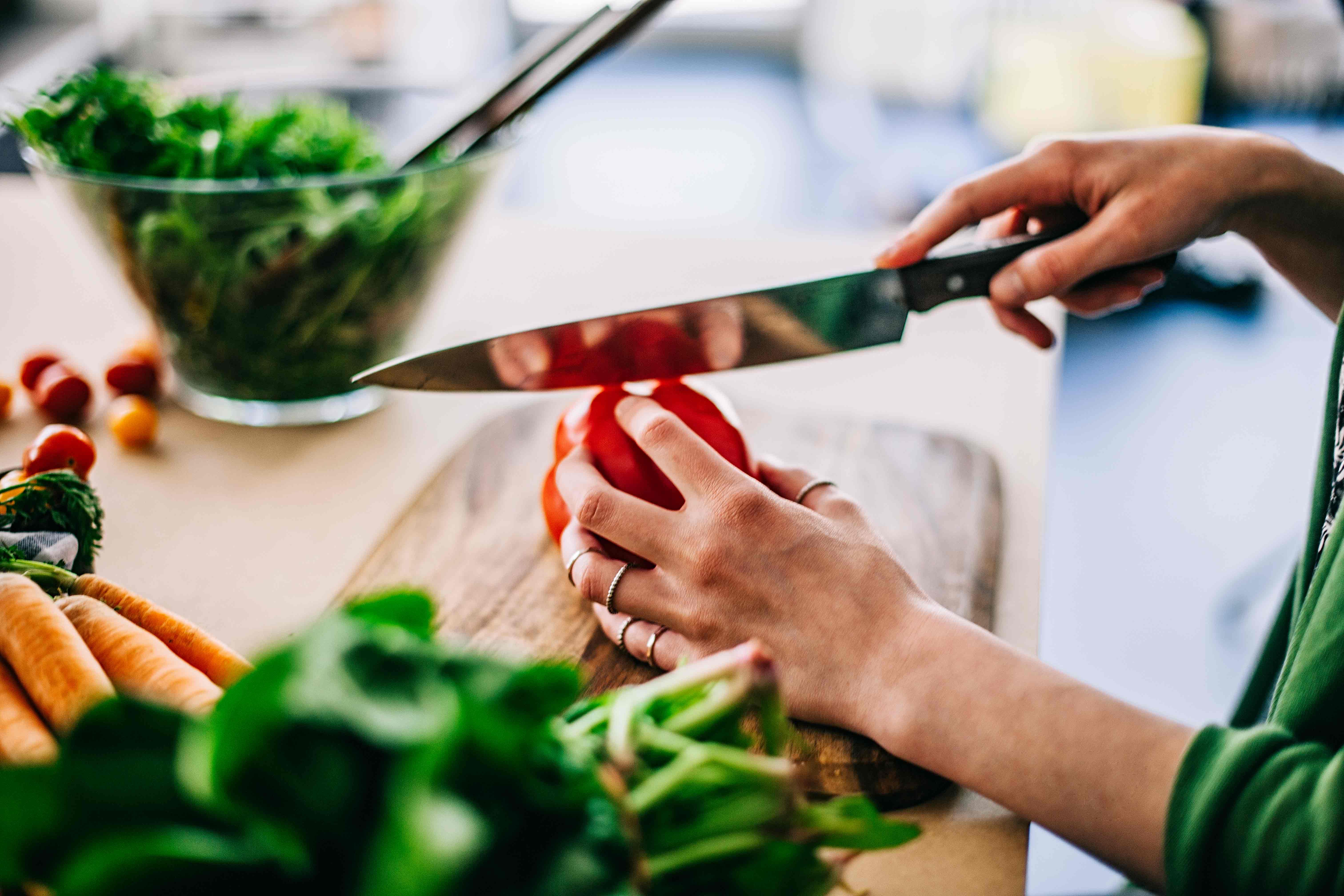 Better eating. Cut up Vegetables. Cut ingredients. Re Veggies. Is going to Chop Vegetables.