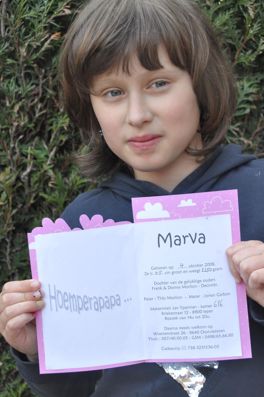 De grootste hit van Marva 'Oempalapapero' vormde zelfs de inspiratie voor het geboortekaartje van Marva Ida Clara Morlion. (Foto RV)