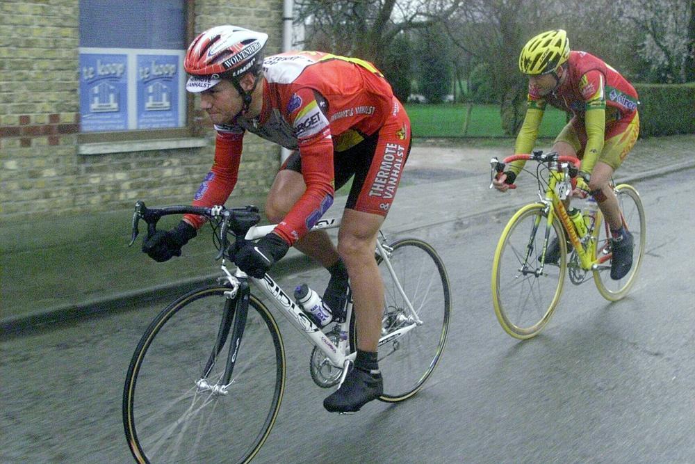 Tom Boonen en Stefaan Vermeersch in Gent-Ieper in 2005.