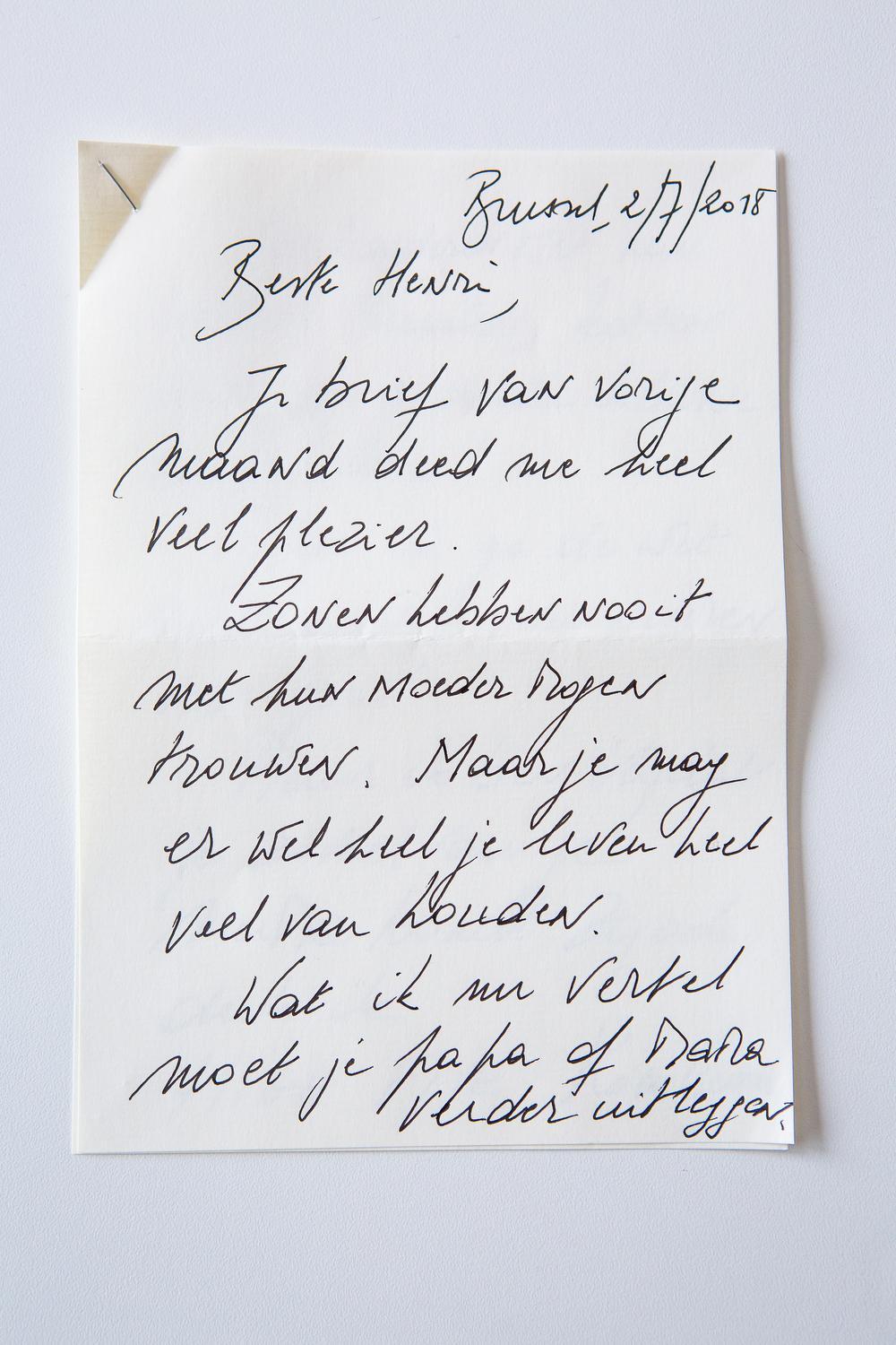 In het eerste deel van de brief bedankt minister Koen Geens, Henri Lenoir voor zijn brief: 